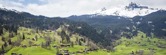 The pretty town of Interlaken is a popular tourist destination in the Swiss Alps