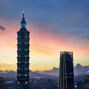 High-rise buildings during golden hour