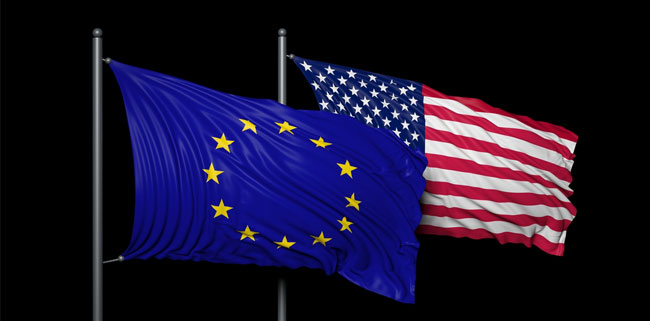 European and USA flags