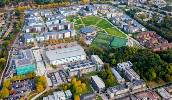 Overhead view of university campus