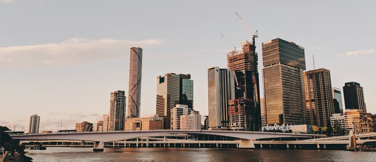 Brisbane city skyline with a bridge in the foreground