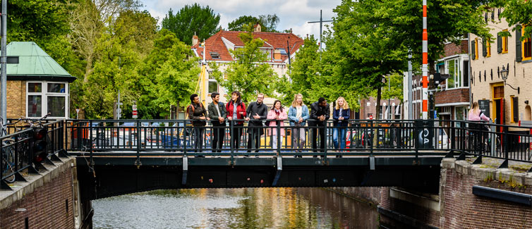 Students on a bridge