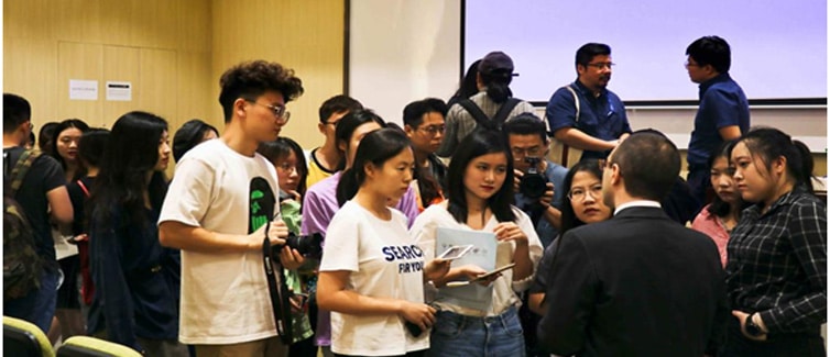 Students attending a talk