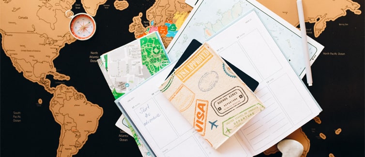 Map and visa documents