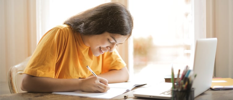 Student working at desk