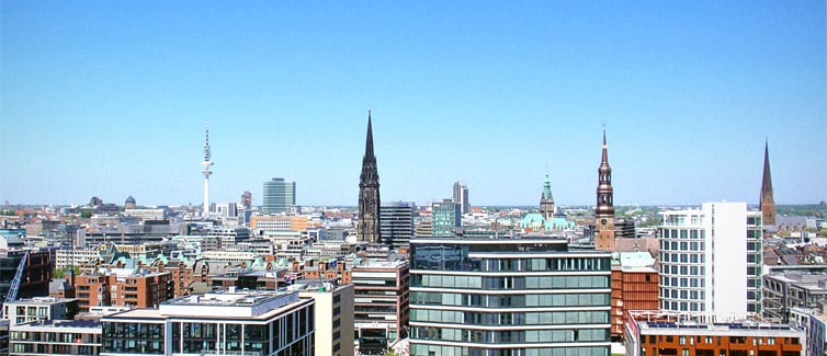 Panoramic view of Hamburg city skyline