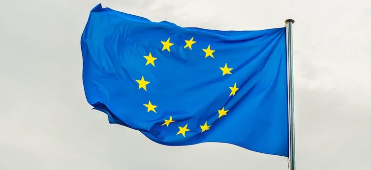 EU flag flying in breeze